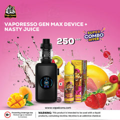 Super Combo Offer! Vaporesso Gen Max Device with Nasty Cushman E-Juice