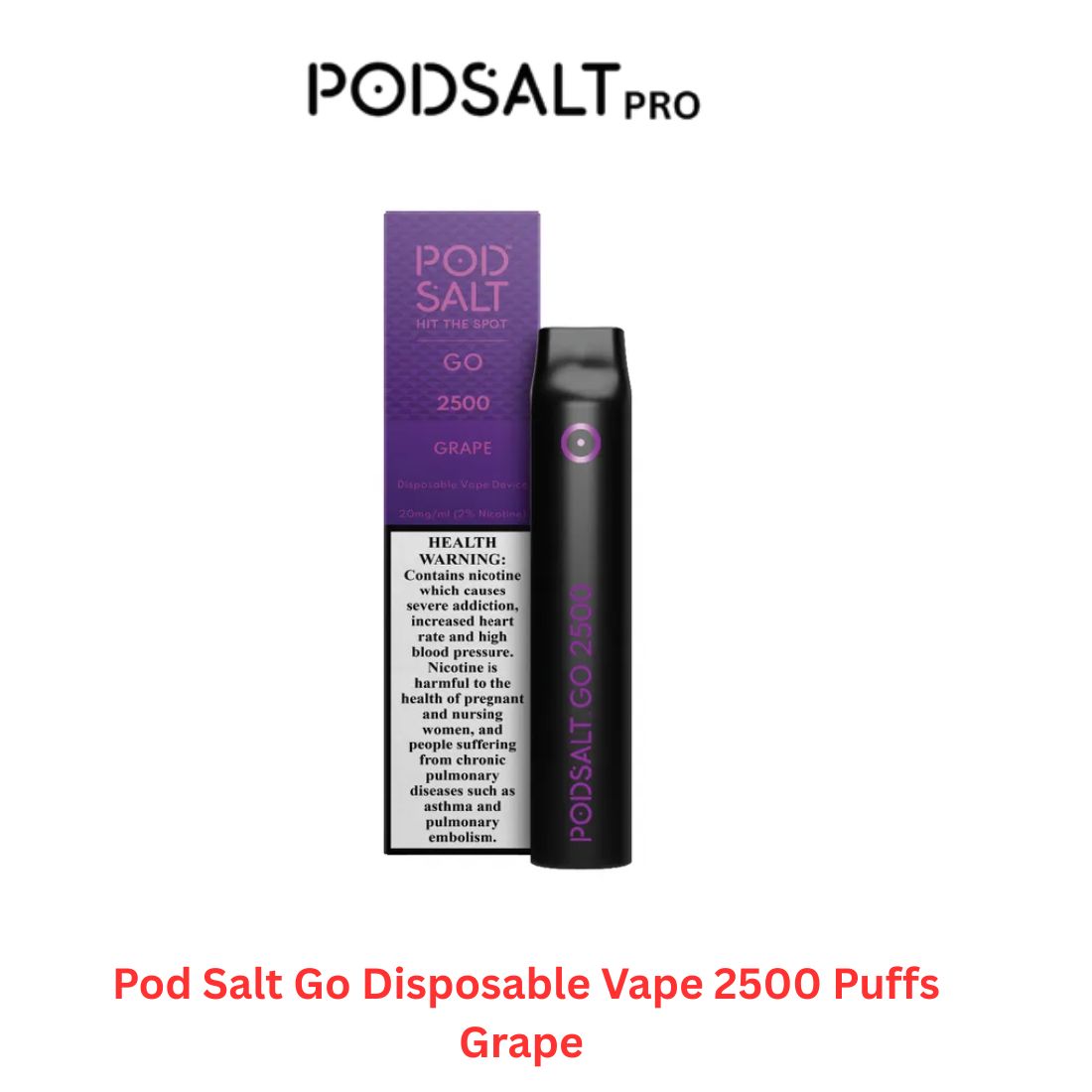 Pod Salt Go Disposable Vape 2500 Puffs Grape in Dubai UAE