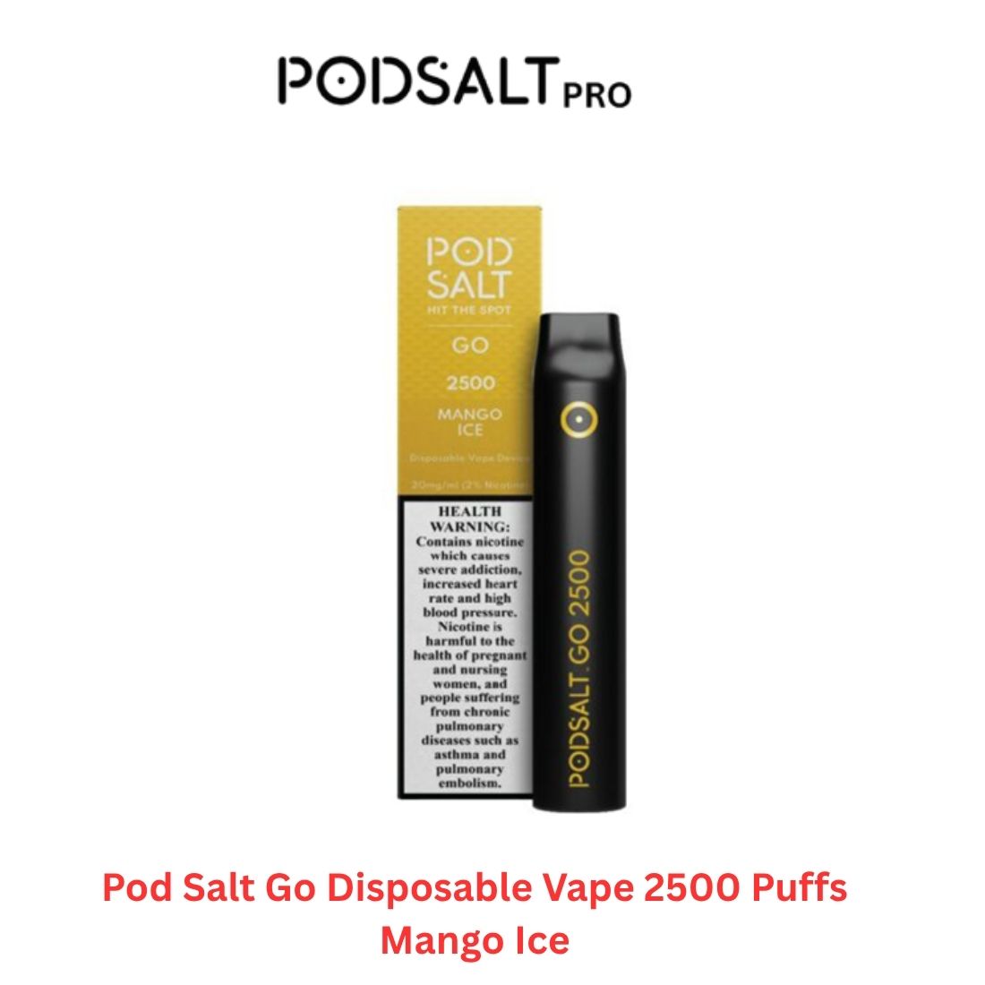 Pod Salt Go Disposable Vape 2500 Puffs  Mango Ice in Dubai UAE