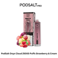 PodSalt Onyx Cloud 25000 Puffs Strawberry & Cream