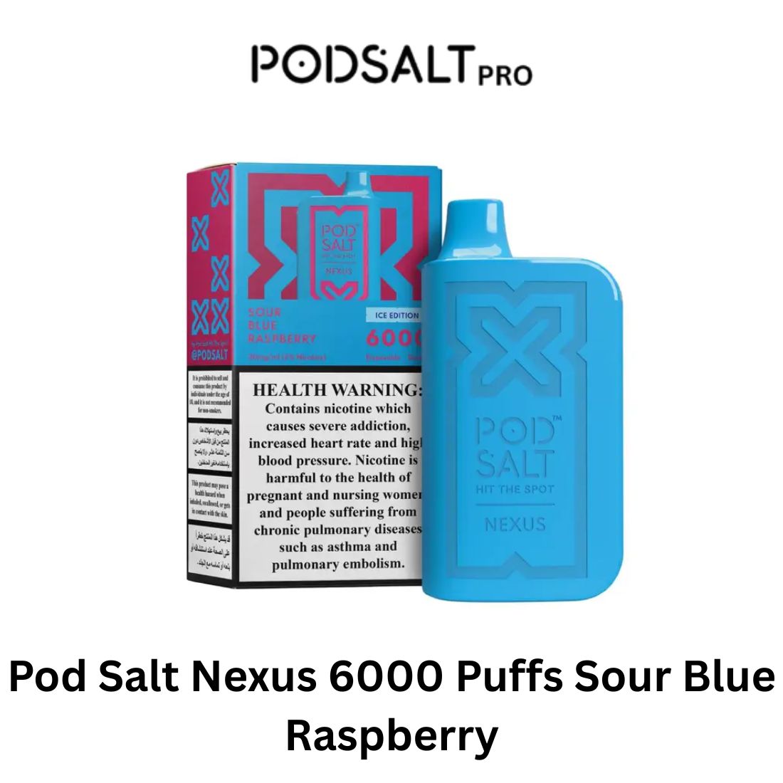 Pod Salt Nexus 6000 Puffs Sour Blue Raspberry in Dubai UAE